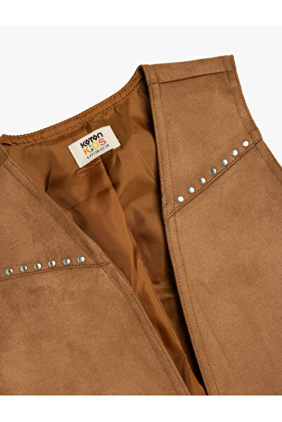 Koton Велурена жилетка с детайлно V-образно деколте без ръкави, асиметрично изрязване