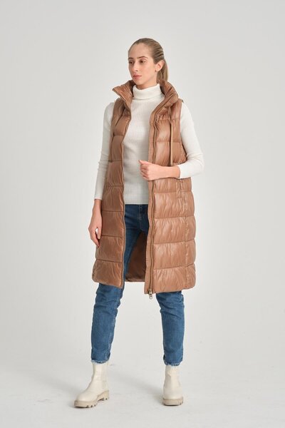 della moor Γυναικείο γιλέκο Camel Shiny ψηλός λαιμός τεμαχίων