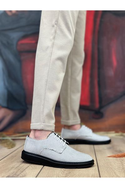 BOA BA0003 Lace-Up Classic Sports Γκρι Χρώμα Μαύρη Σόλα Λινά Ψηλή Σόλα Casual Ανδρικά Παπούτσια
