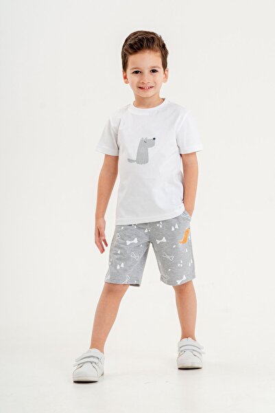Mışıl Kids شورت للأولاد مطبوع عليه كلب - طقم تي شيرت