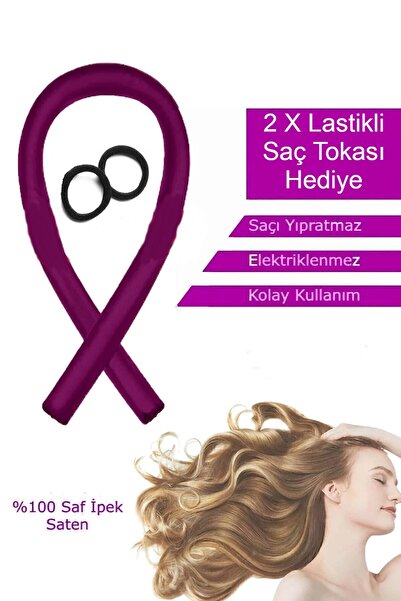 Deko Dekor Set de coafură fără căldură Set de ondulatori de păr din satin liliac