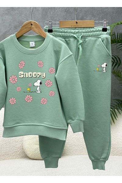 KAPROLLI 100% Cotton Children's Bottom Top Tracksuit Set 3 Thread Rasterless Crew Neck Nursery School Set