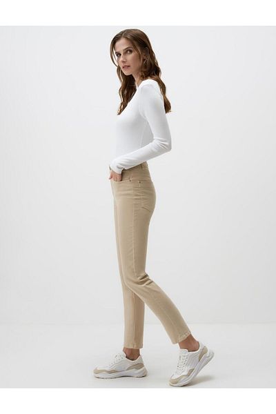 Jimmy Key Beige High Waist Regular Leg Denim Trousers