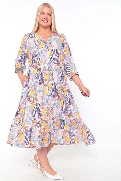 lovedrobe Zedp22143 Buttoned Chole Dress - Patterned - 44