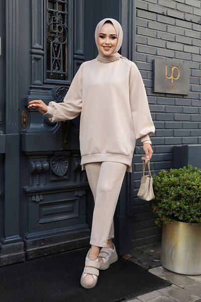Neva Style طقم حجاب بيج 61351 بيج