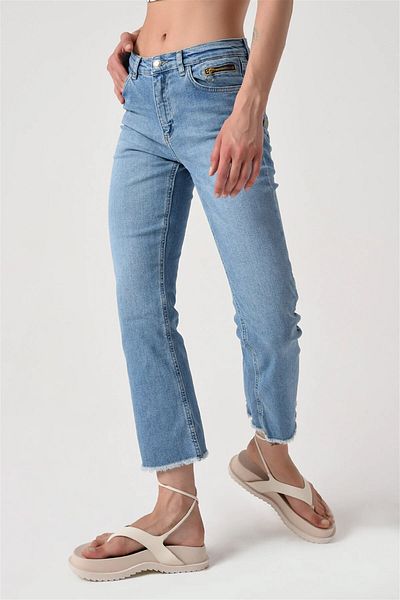 yourname collection Women's Straight Dirty Leg Stitched Jeans
