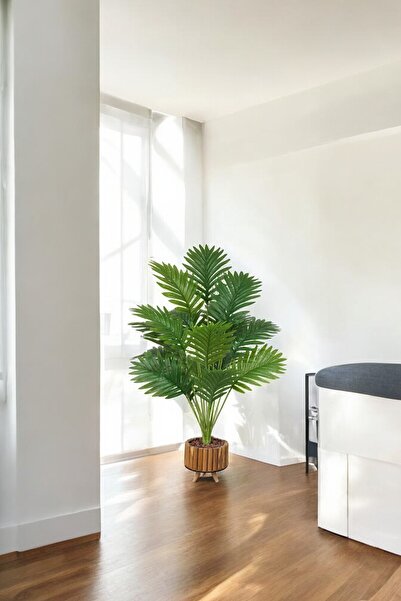 SY Vista Yapay Palmiye - Areka Palmiyesi 90 CM 18 Yapraklı Ahşap Saksı