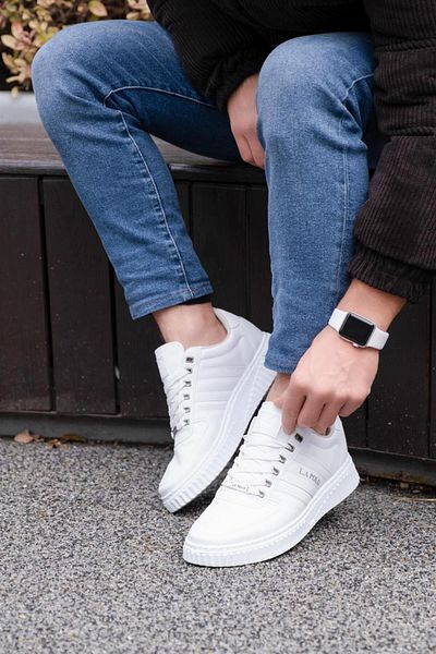 L.A Polo 109 White Color White Sole Lace Up Casual Men's Sports Shoes