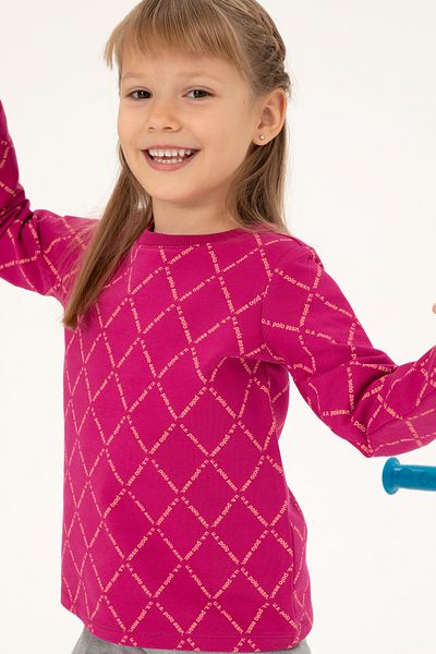 U.S. Polo Assn. Girl's Fuchsia Crew Neck Sweatshirt 50298206 -Vr023