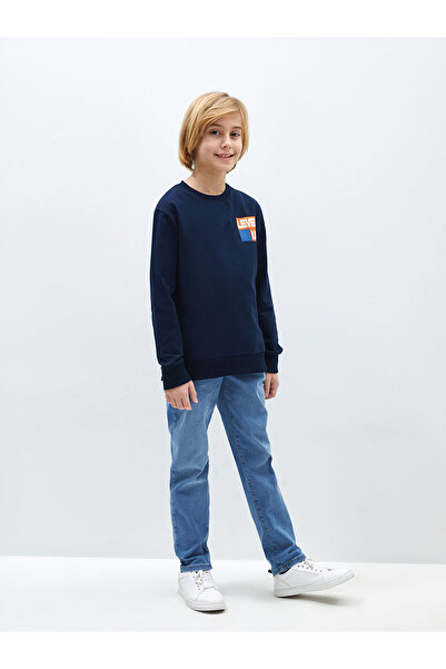 LC Waikiki Chlapecká mikina s dlouhým rukávem s potiskem Lcwk Crew Neck
