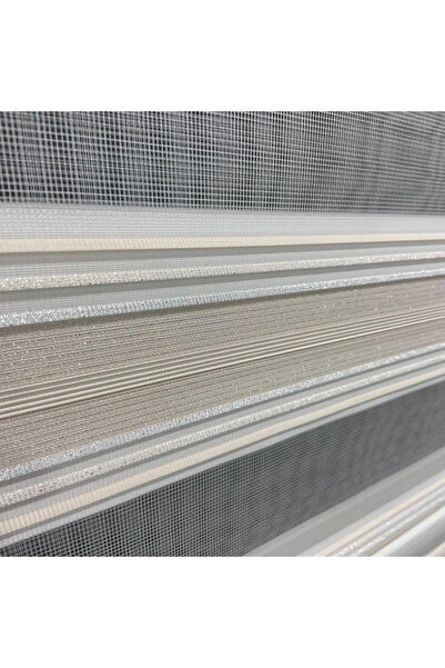 NarinLife NARİNLİFE Zebra Açık Pudra  Stor Perde Ekru Açık Pudra Lüx Etek Dil...