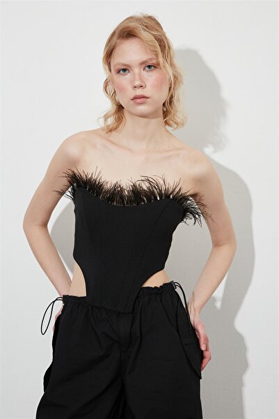 YOUR NAME Siyah Tül Detaylı Balenli Büstiyer