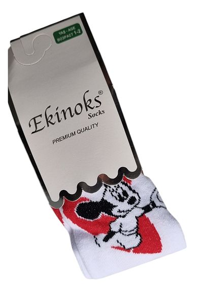 ekinoks socks Mickey Mouse Patterned White Cotton Baby Girl Kids Pantyhose (One Piece Price.)