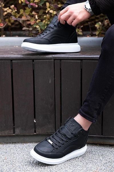 L.A Polo Men's Casual High Top Black White Sneaker Shoes