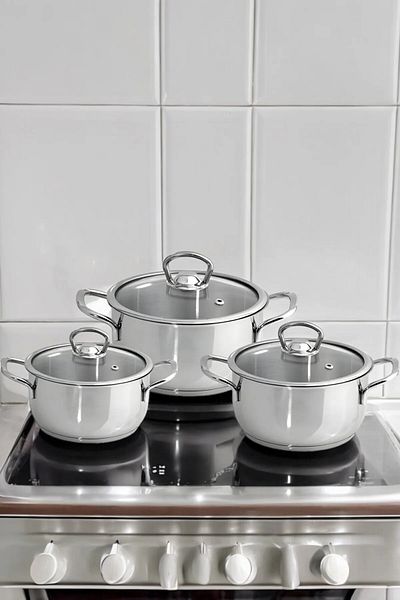 Evse 6 Piece Steel Casserole Pot Set 14-16-18 cm