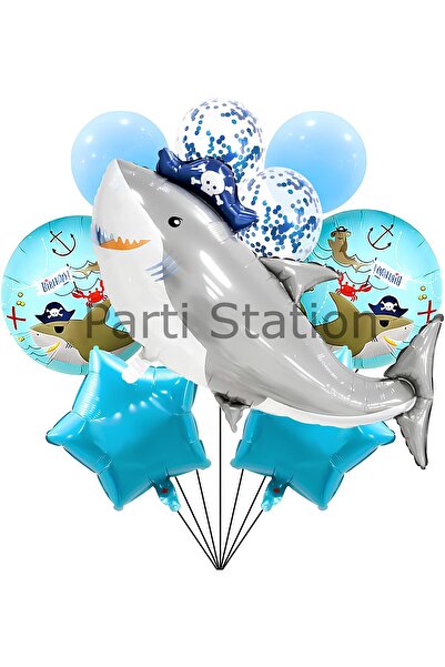 Parti Station مجموعة بالونات القرش القراصنة، مجموعة بالونات عيد الميلاد من رق...