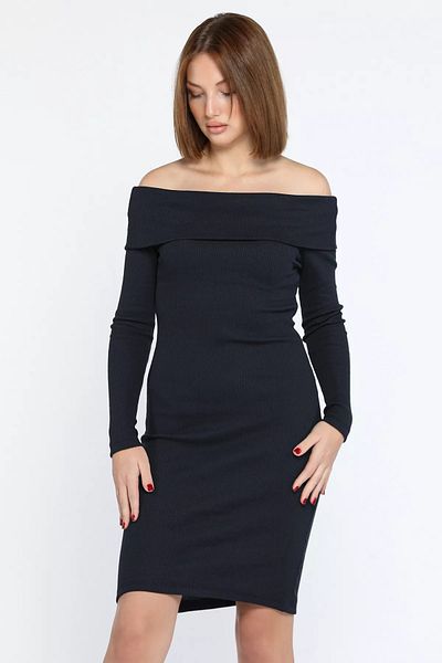 GÜLSELİ Φόρεμα καμιζόλ με μακρυμάνικο γιακά Madonna Navy Blue