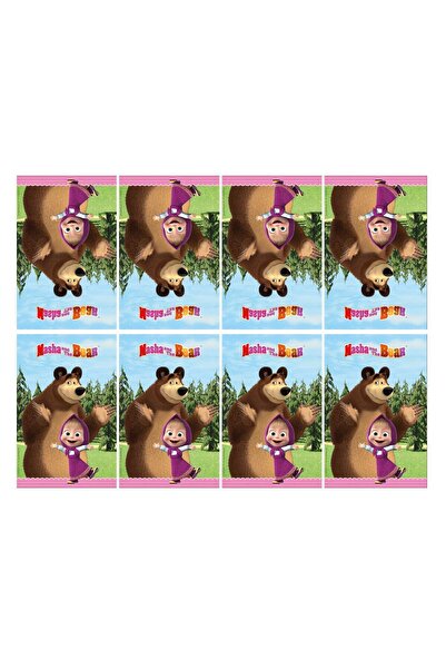 Parti dolabı 20-Person Masha and the Bear Birthday Set Masha and the Bear Themed Party Supplies Napkin Cover