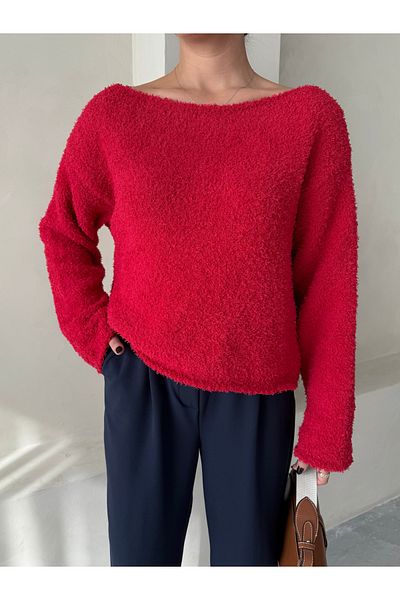 Laluvia Roter, weicher Rachel-Handtuchpullover-4535
