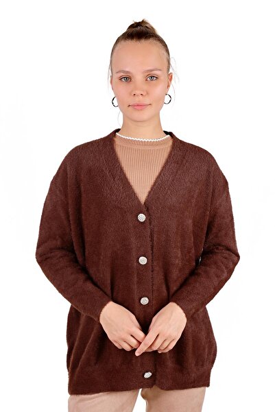Rays Cardigan maro cu detalii cu nasturi 24153