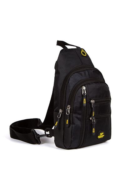 Newish Unisex Black Yellow Imperteks Cross Shoulder and Waist Bag Suitable for Travel and Sports Use