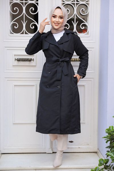 Neva Style Trenci negru Hijab - Curea, Model 61261S