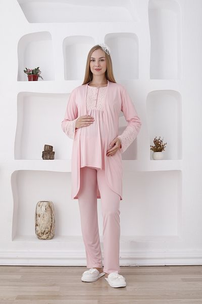 Starpink Nursing Pajama Set - Button down Sleepwear & Robe with Dressing Gown & Crown