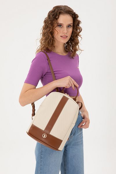 U.S. Polo Assn. Women's Cream Canvas Backpack 50300291 -Vr071