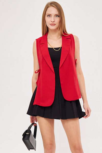 armonika Women's Red Men's Collar Side Tie Vest Arm-25K 001007