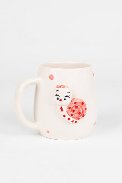Loomart Handmade Ceramic Mug with 3D Embossed Snail Figure 400 ml