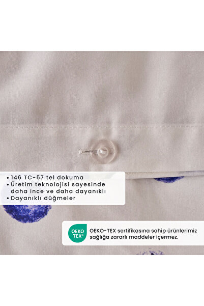 Bella Maison 100% Cotton Ranforce Blueberry King Size Duvet Cover Set (240X220 cm)