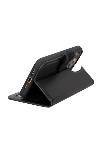 Lev Leather 16 Pro Max Compatible Genuine Leather Wallet and Card Holder Magsafe Compatible Phone Case-Name Writable