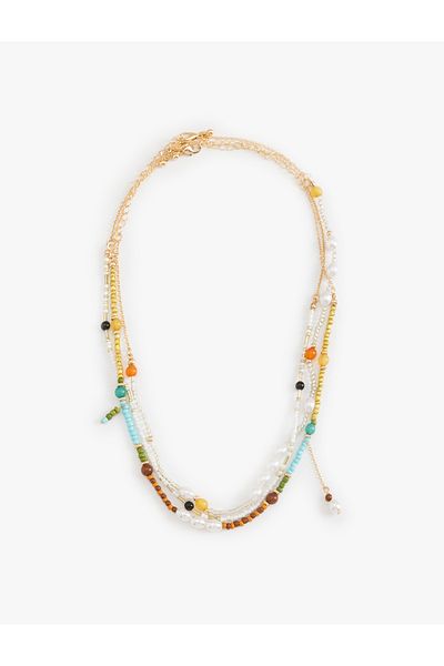 Koton Three Rows of Beaded Necklace - Multicolored
