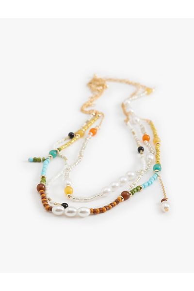 Koton Three Rows of Beaded Necklace - Multicolored