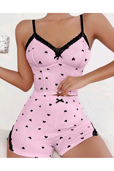 PAVİLYA Σορτς με μοτίβο μαύρης καρδιάς - Σέξι νυχτικό φανταχτερό εσωτερικό ένδυμα