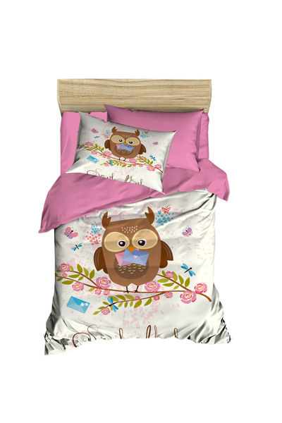 Fabeteks Owl on Branch Digital Single Young Duvet Cover Set