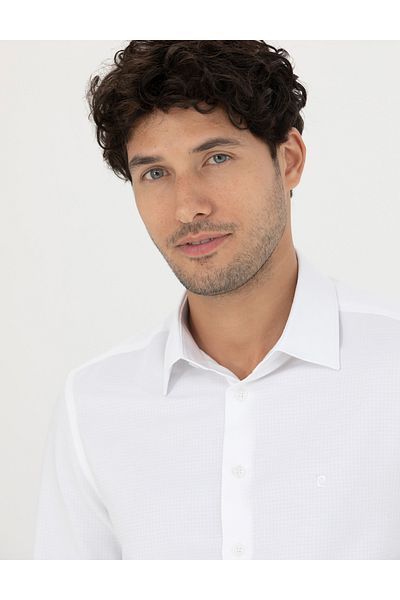 Pierre Cardin Μακρυμάνικο λευκό πουκάμισο Slim Fit - Dobby 50277398-VR013