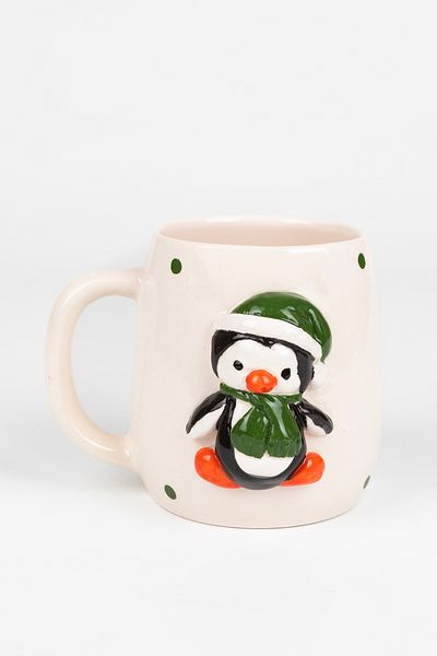 Loomart Handmade Ceramic Mug with 3D Embossed Fancy Penguin Figure 400 ml