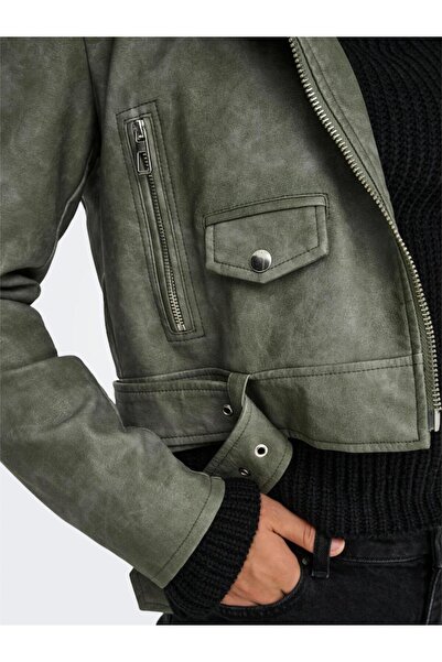 ONLY 15322399 Παλτό από δερματίνη με κορυφαίο γιακά κουρκούμα