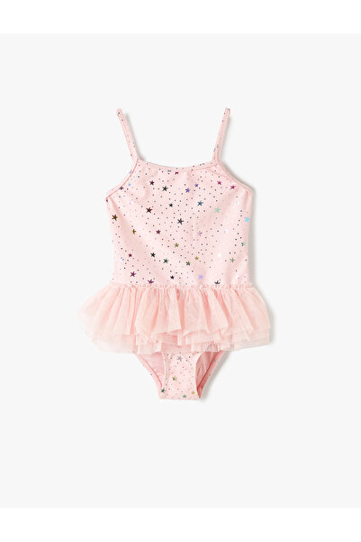 Koton Badeanzug mit Tülldetail und leuchtendem Sternen-Print