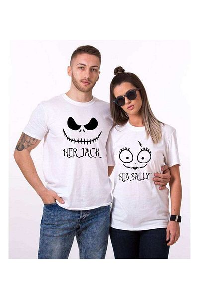 Tshirthane Her Jak His Sally 2 Lover Combinations T-shirt Couple Combination