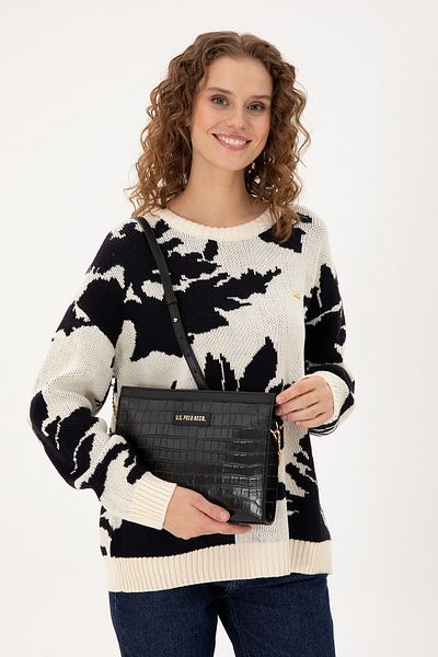 U.S. Polo Assn. Women's Black Croco Crossbody Bag 50300271 -Vr046