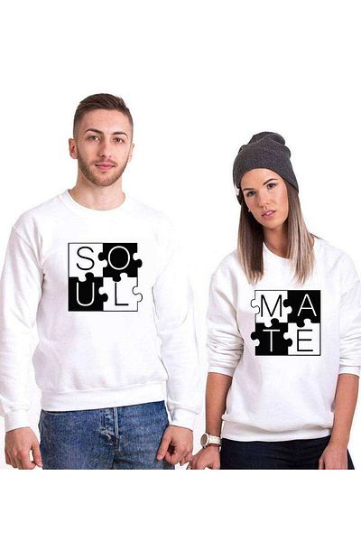 Tshirthane Puzzle Soul Mate - Lover Couple Combination Sweatshirt