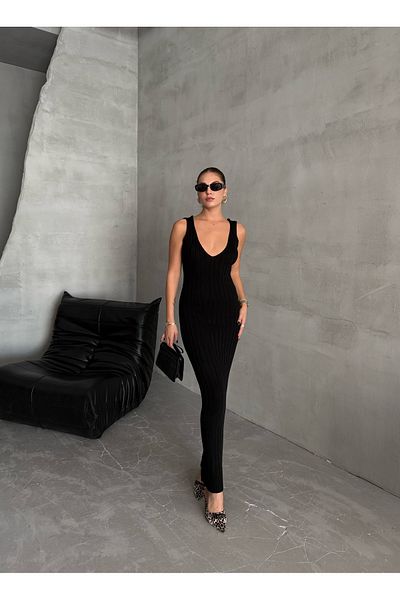 Laluvia Rochie tricotată pulover din două piese Martha neagră