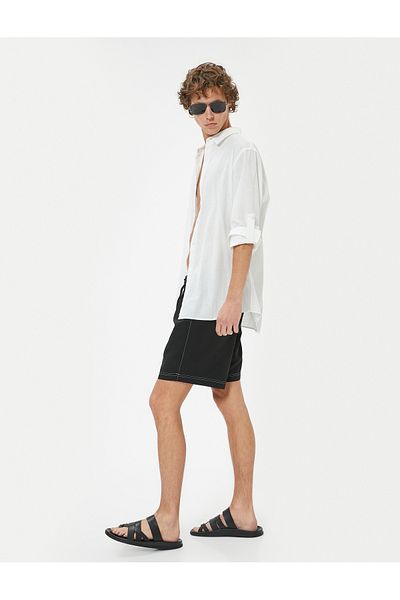 Koton Übergroße Badeshorts – Schnürung in der Taille und Nahtdetails