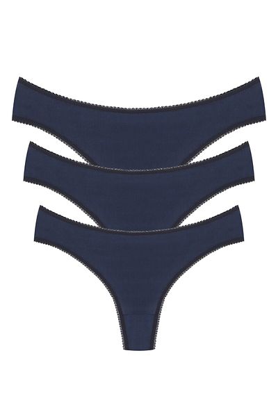 Akbeniz Σετ εσώρουχα βαμβακερά στρινγκ Navy Blue 3 τεμαχίων - 40250