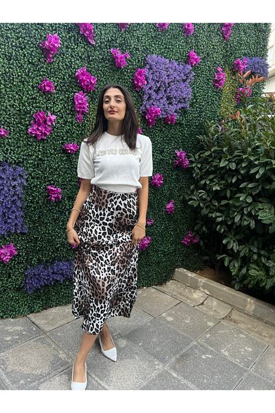 Fiori Λεοπάρ μοτίβο σατέν φούστα