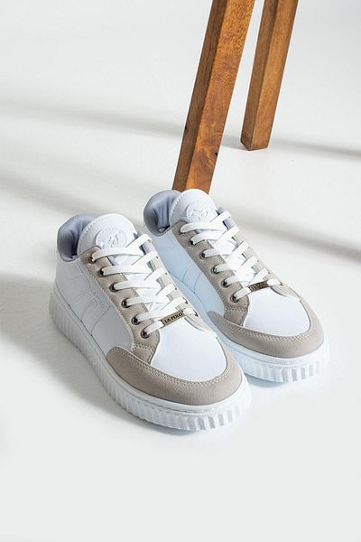L.A Polo 509 White Ice Color White Sole Lace Up Casual Men's Sports Shoes