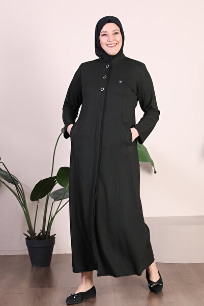 Ferace Women's Hijab Plus Size 3 Buttoned Overcoat Coat