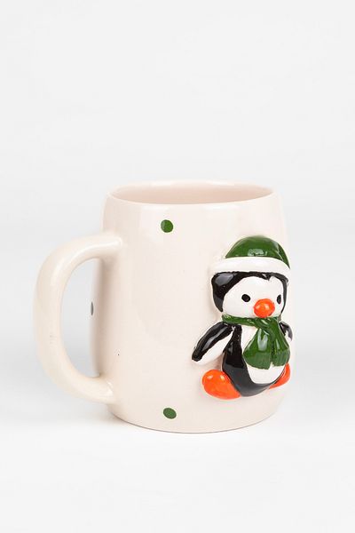 Loomart Handmade Ceramic Mug with 3D Embossed Fancy Penguin Figure 400 ml